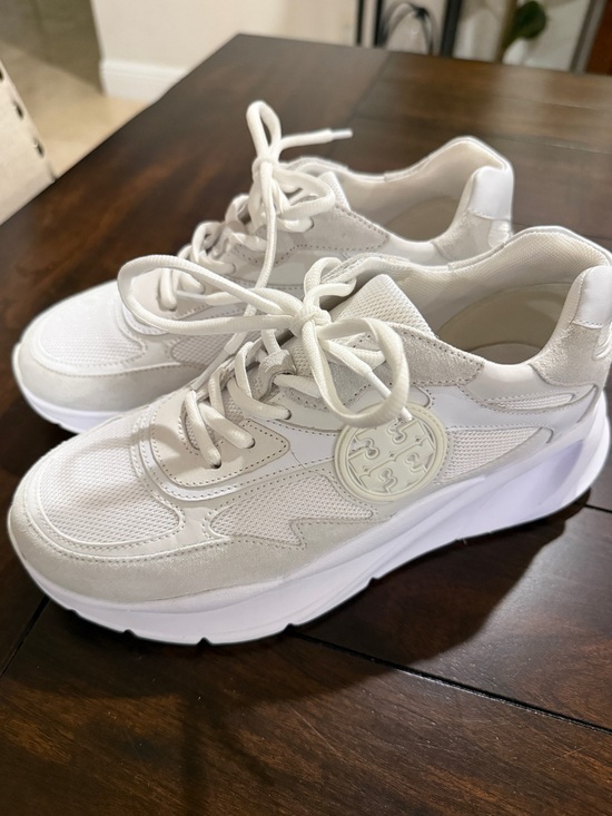 Tory Burch Shoes - Tory Burch Sawyer Trainer Sneakers White Leather Mesh Size 7.5